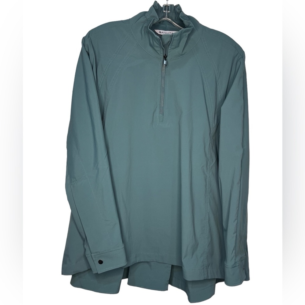 Athleta Advantage Poplin Windbreaker Jacket Teal Small UPF50 Vent